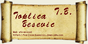 Toplica Bešević vizit kartica